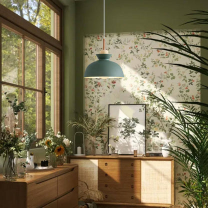 1-Light Green Bowl Pendant Scandinavian Hanging Pendant Ceiling Light Fixture