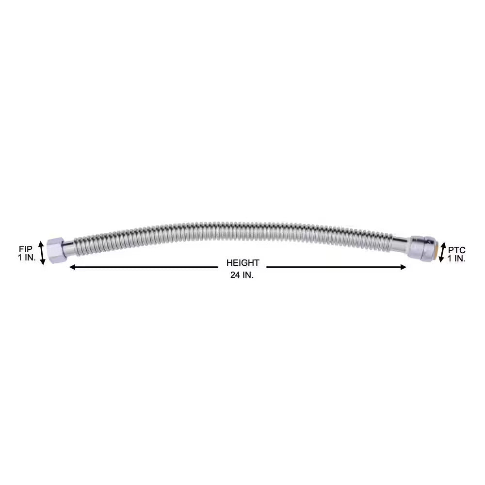 1" Push-to-Connect x 1 in. FIP x 24 in. Corrugated Stainless Steel Water Softer.