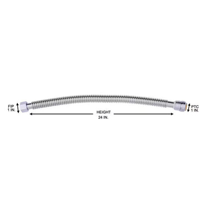 1" Push-to-Connect x 1 in. FIP x 24 in. Corrugated Stainless Steel Water Softer.