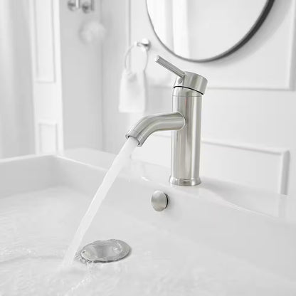 BWE Single Hole Single-Handle Bathroom Faucet w/Pop Up Drain in Brushed Nickel