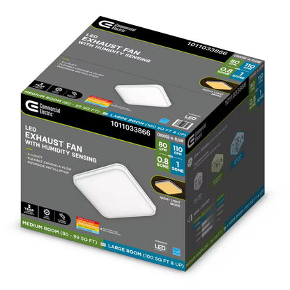 Commercial Electric BF1110 Bathroom Exhaust Fan, Night Light and Humidity Sensor