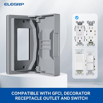 1-Gang Horizontal Decorator Weatherproof Wall Plate Cover, 5 PACK, Gray