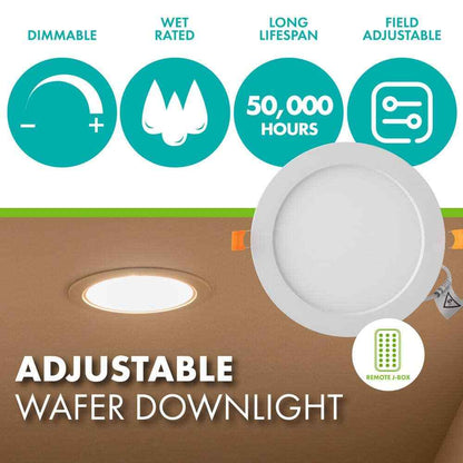 6 in. Slim Downlight CCT Selectable LED Recessed Downlight with Remote J-Box