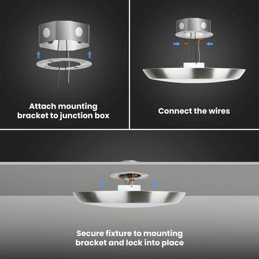 Commerical Electric 11 LED Dimmable CCT Flush Mount Ceiling Light Nickel