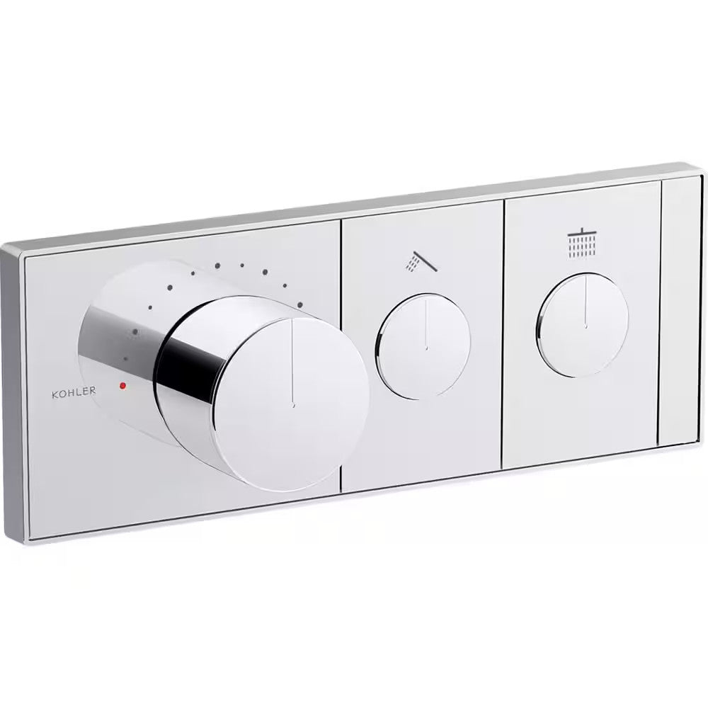 Anthem 2-Outlet Thermostatic Valve Control Panel Recessed Push Buttons in Chrome