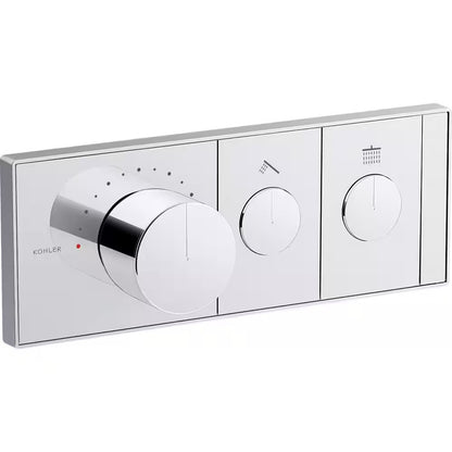 Anthem 2-Outlet Thermostatic Valve Control Panel Recessed Push Buttons in Chrome