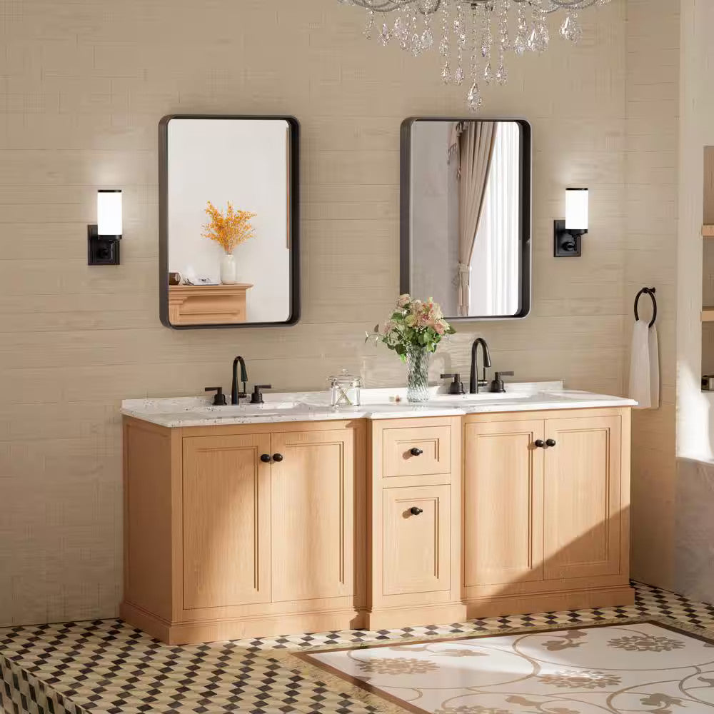 16 in. W x 24 in. H Aluminum Framed Wall Mount Bathroom Vanity Mirror in Black