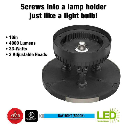 Commercial Electric Flush Mount Ceiling Light 10" LED Output 4000 Lumens Black