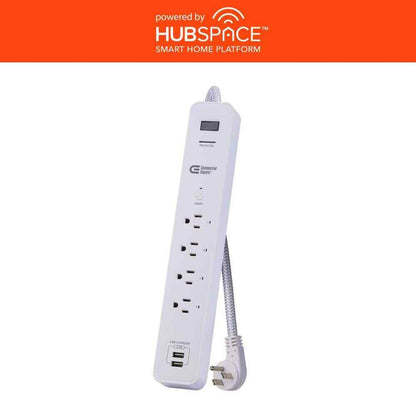 Commercial Electric 3 ft. 4-Outlet White Surge Protector Smart with USB Hubspace