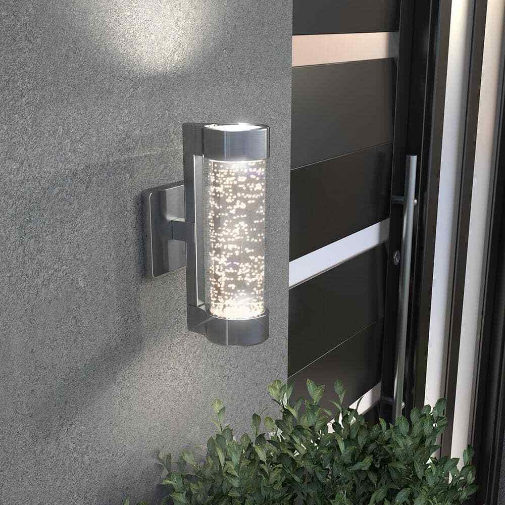 Artika Essence Steel Bubble Glass LED Outdoor Garage and Porch Cylinder Light 
