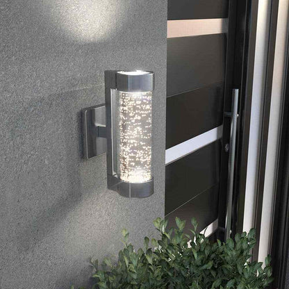 Artika Essence Steel Bubble Glass LED Outdoor Garage and Porch Cylinder Light 