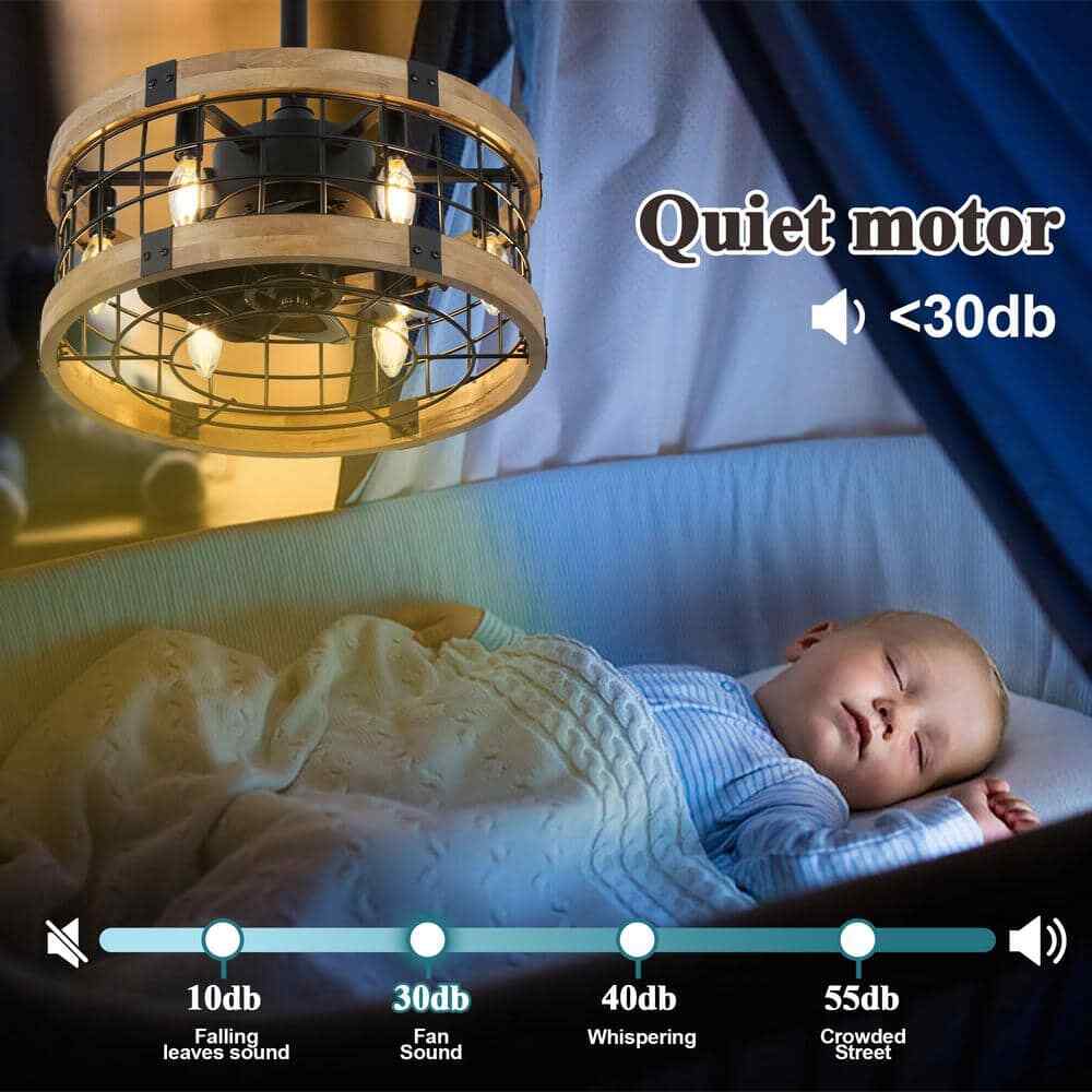 Bella Depot 18 in. Metal Black Caged Reversible Ceiling Fan w/ Lights and Remote