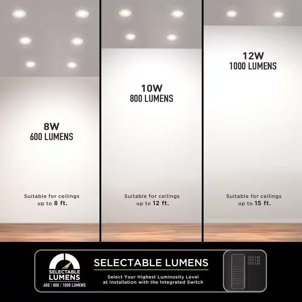 Commercial Electric 4" Canless Selectable Lumens  Color Recessed Lights 4 Pack
