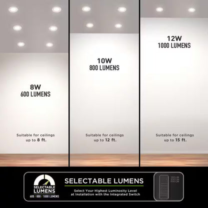 Commercial Electric 4" Canless Selectable Lumens  Color Recessed Lights 4 Pack