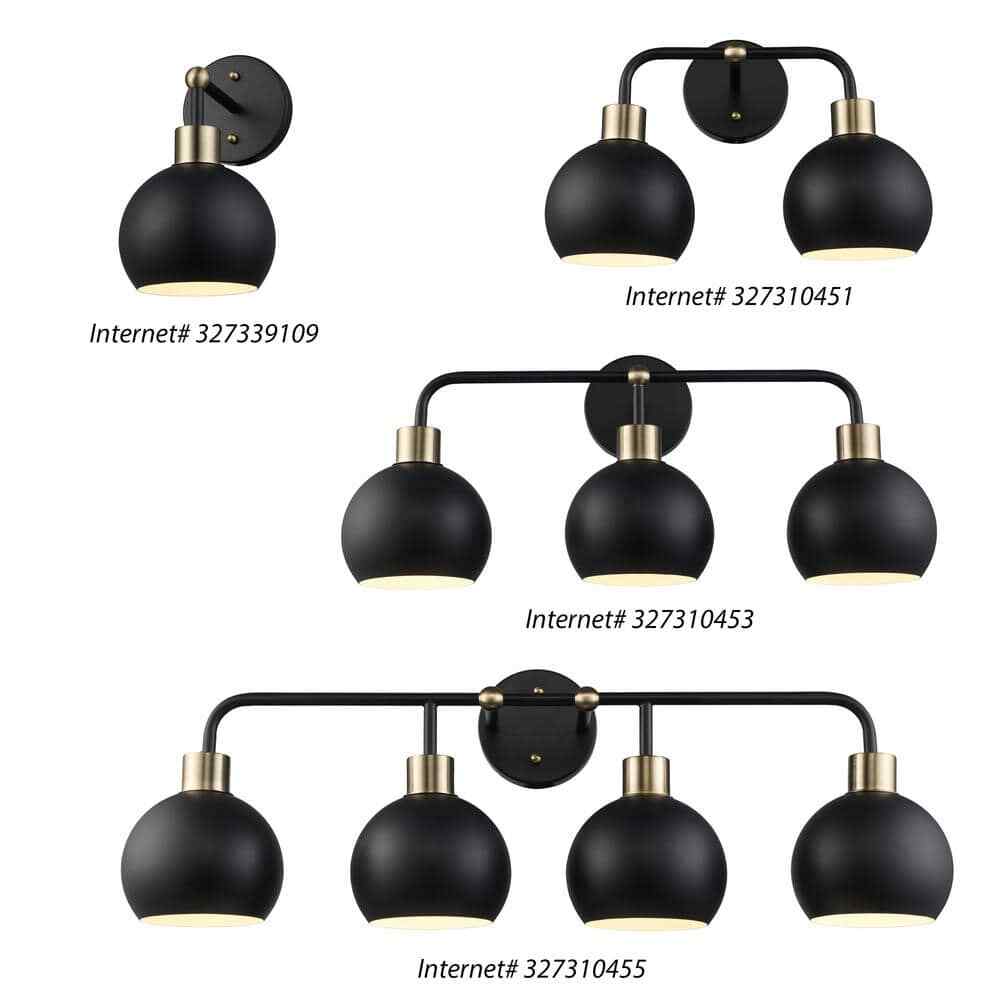 Bel Air Indigo 1-Light Black & Gold Wall Sconce Light Fixture with Metal Shade