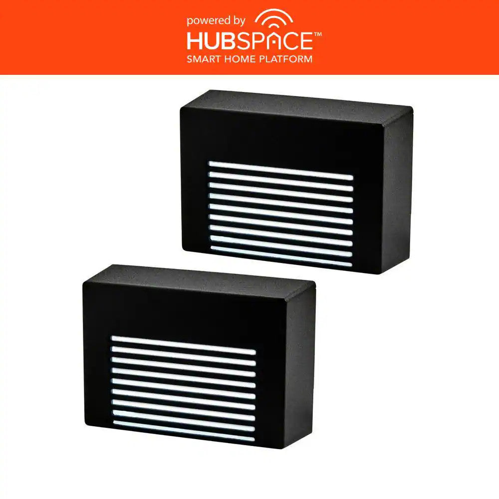 2 PACK- Hampton Bay Hubspace Smart Color Change Deck Lights 1009-913-060 Black 