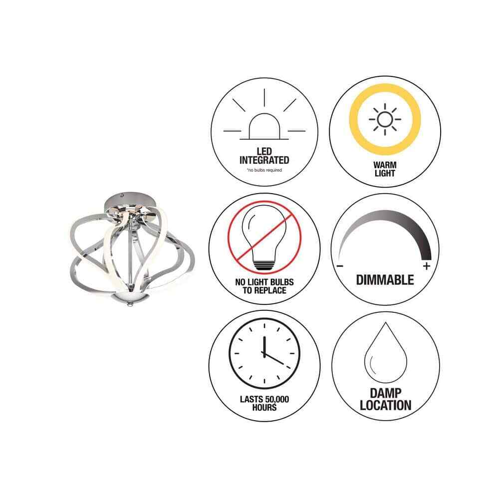 Artika Meridian 12 in. Modern Chrome LED Flush Mount Ceiling Light Fixture