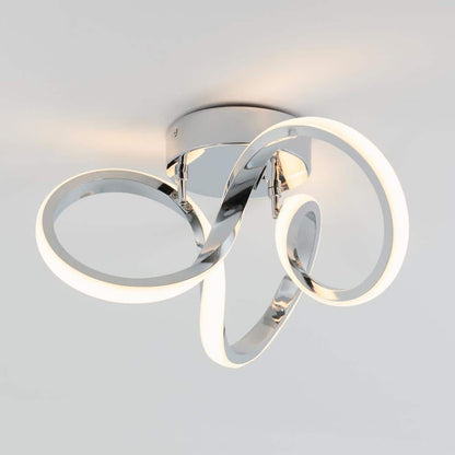 Artika Swirl 13 in. Modern Chrome LED Flush Mount Ceiling Light Fixture