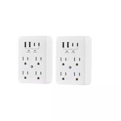Commercial Electric CE 10 in 1 Surge Wall Tap 2USB-A 2USB-C 2-Pack