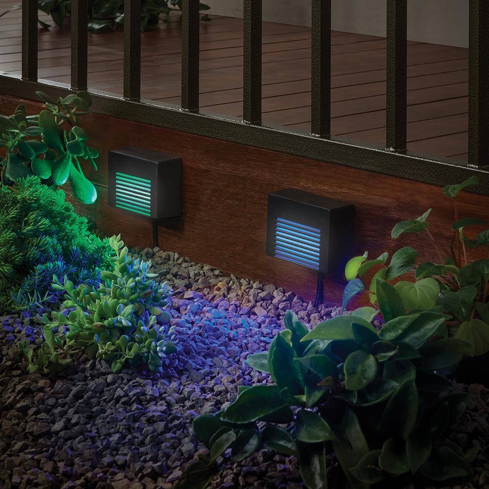 2 PACK- Hampton Bay Hubspace Smart Color Change Deck Lights 1009-913-060 Black 