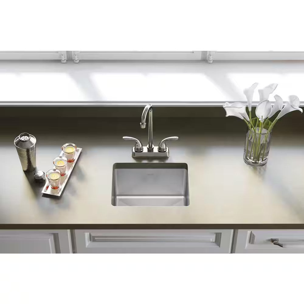 Crosstown 15" Drop-In/Undermount Single Stainless Steel Kitchen Sink + Faucet