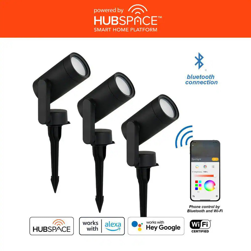 3-PACK Hampton Bay Smart 450 Lumens Low Voltage Black LED Outdoor Spotlight