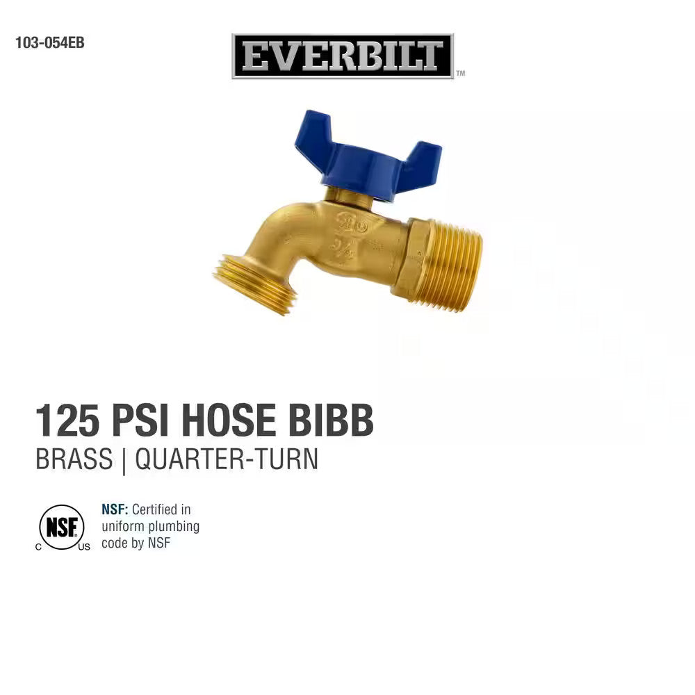 3/4" MIP or 1/2" FIP x 3/4 in. MHT Forged Brass Quarter Turn Hose Bibb Valve