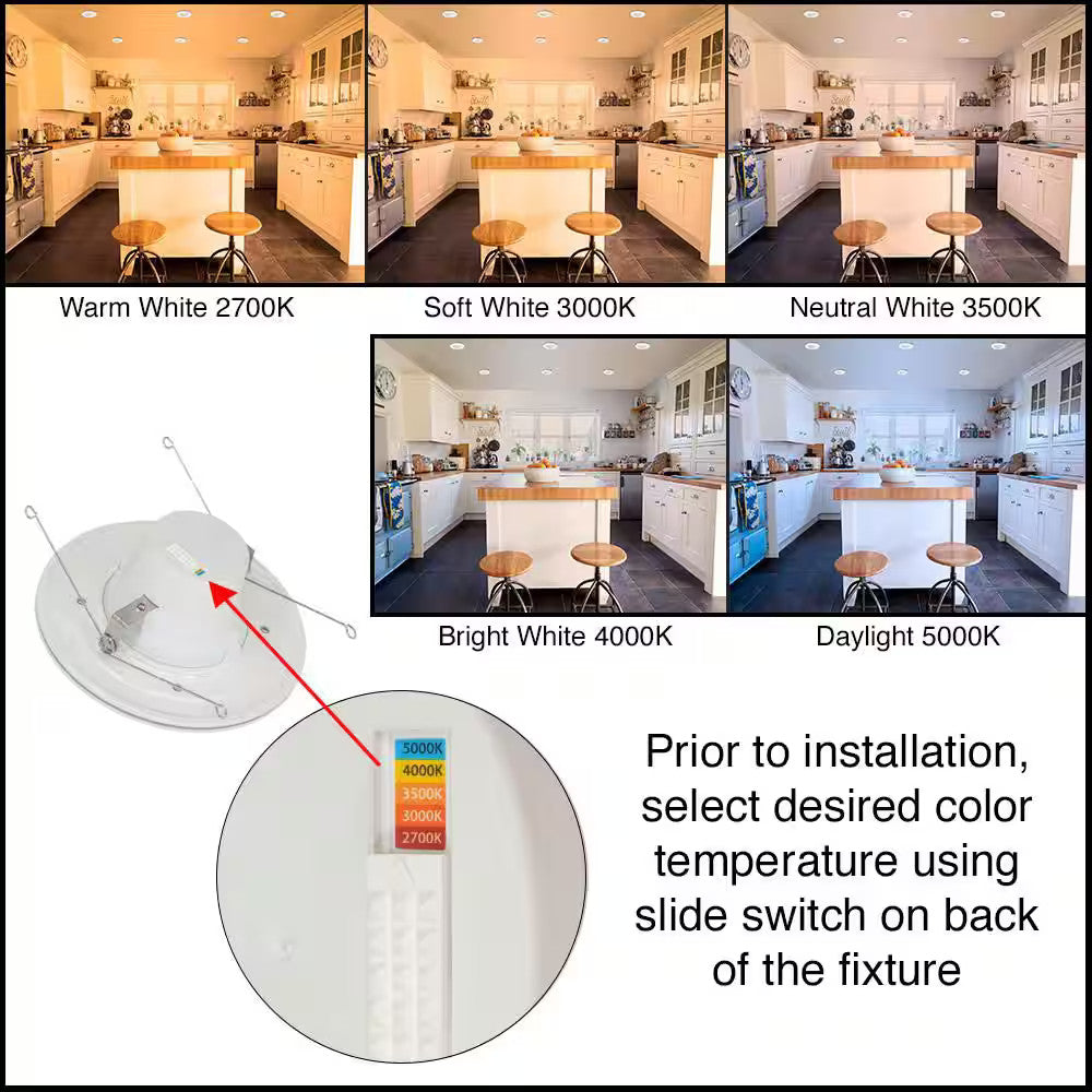 Commercial Electric 6" Selectable CCT LED Recessed Light Trim with Night Light