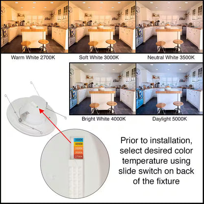 Commercial Electric 6" Selectable CCT LED Recessed Light Trim with Night Light