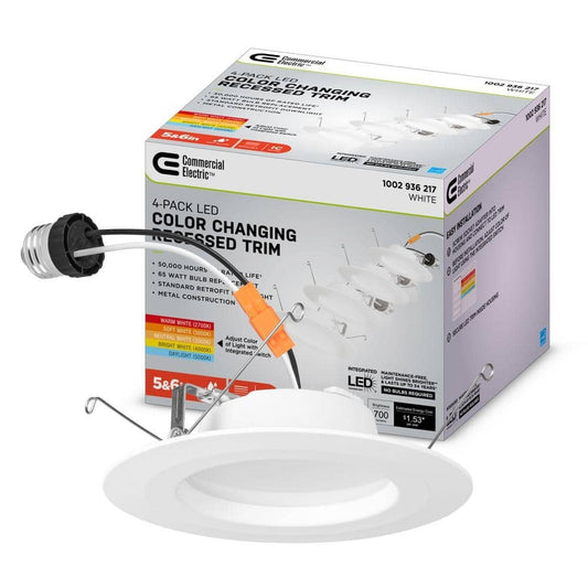 *4-PACK* C.E. 5/6 in. Integrated LED White Dimmable Recessed Light Trim