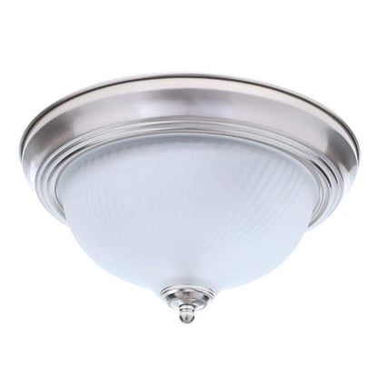 *2-PACK* Hampton Bay 11" 2-Light Brushed Nickel Flush Mount Frosted Glass Shade