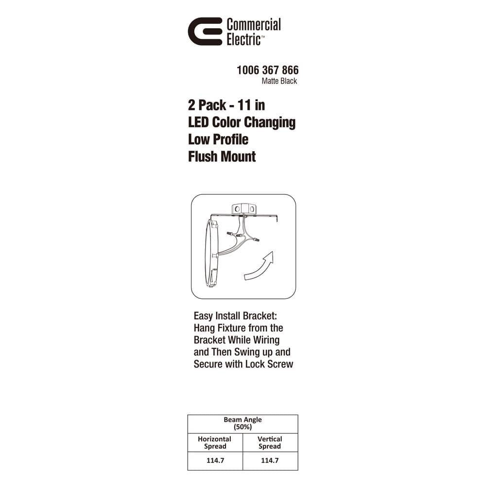 Commercial Electric 11" Matte Black 3-CCT LED Flush Mount Ceiling Light 2-Pack