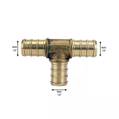 Apollo 1/2 in. Brass PEX-B Barb Tee 10-Pack APXT1210PK
