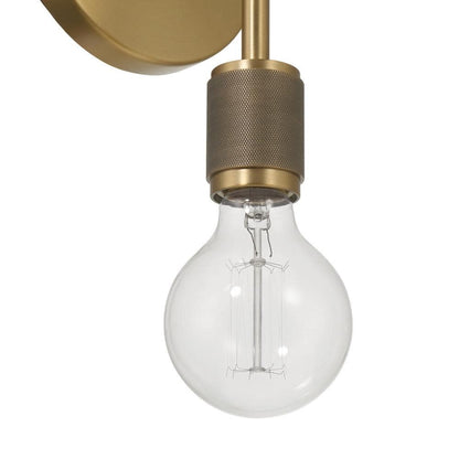 6.37 in. Maxim 2-Light Lacquered Brass Minimalist Wall Sconce with Exposed Bulbs