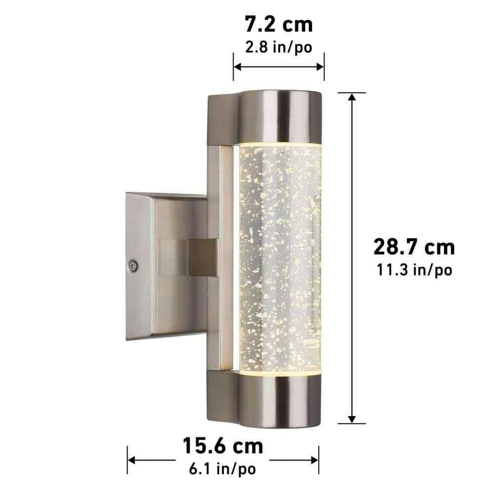 Artika Essence Steel Bubble Glass LED Outdoor Garage and Porch Cylinder Light 