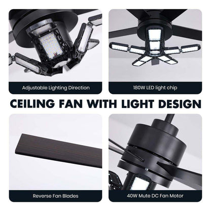 ANTOINE 56 in. Black Ceiling Fan with Dimmable LED Light & Remote  for Garage 