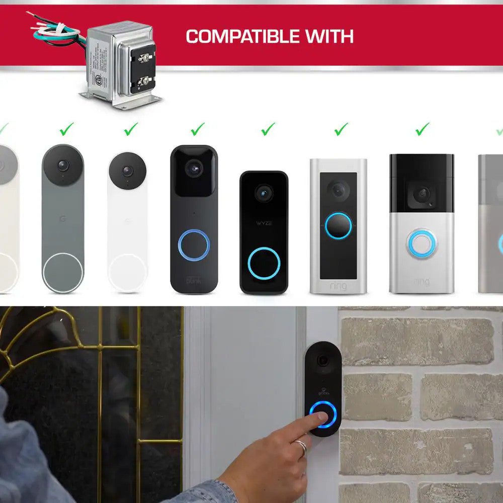 Defiant Wired 16VAC/30VA Doorbell Transformer Compatible w/ all Video Doorbells