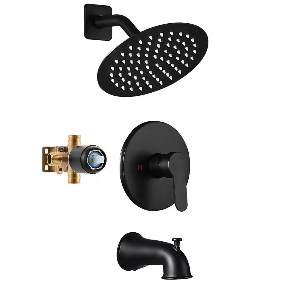 AKLFGN Single Handle Tub and Shower Faucet 1.8 GPM in Matte Black Valve Included