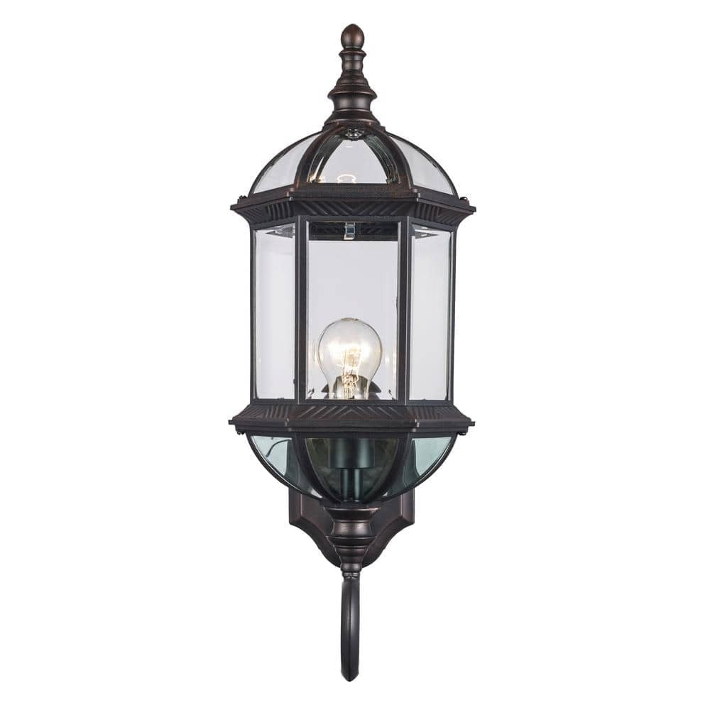 Bel Air Lighting Wentworth 1-Light Rust Outdoor Wall Light Fixture Clear Glass