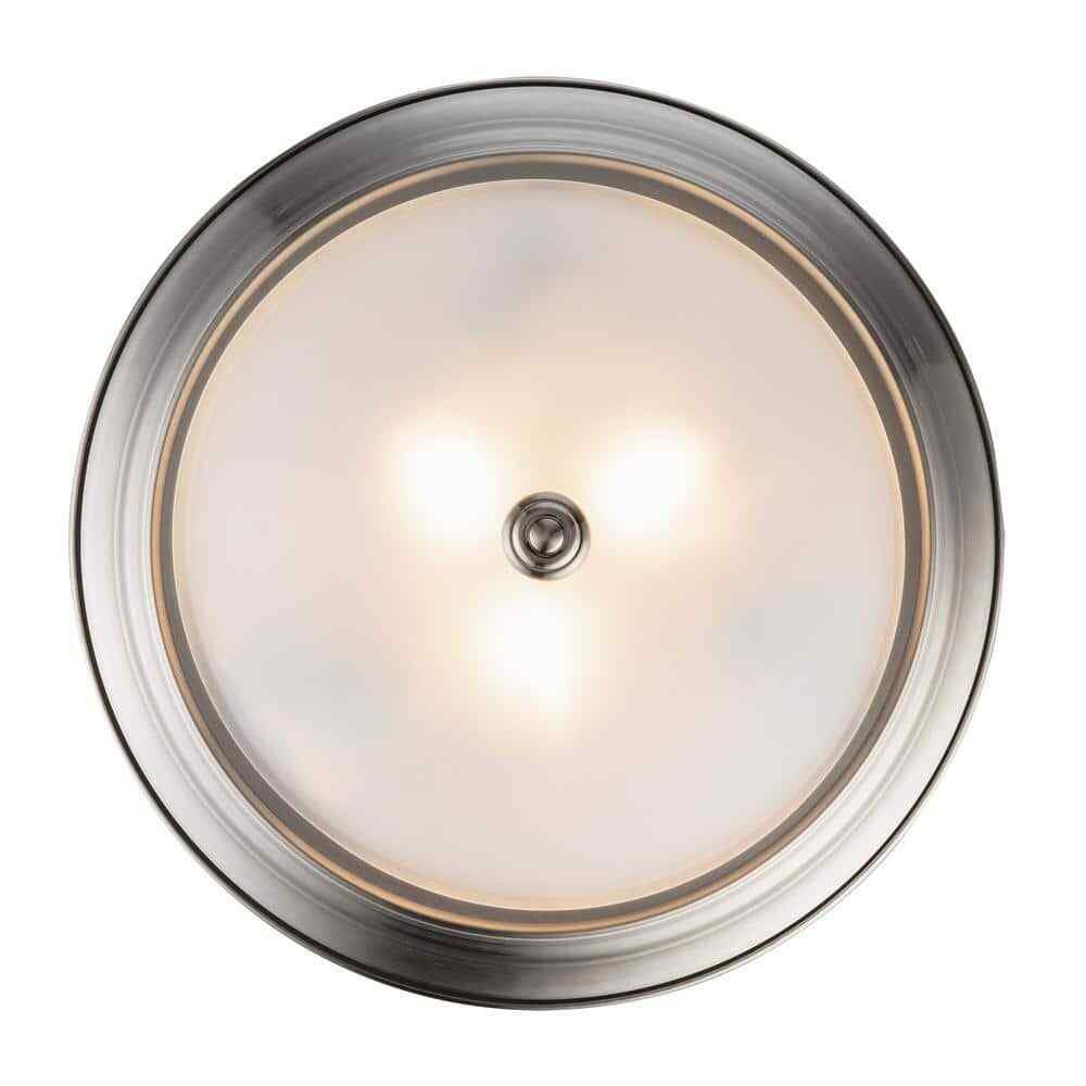 Bel Air Lighting Bowers 15 in. 3-Light Brushed Nickel Flush Mount Ceiling Light