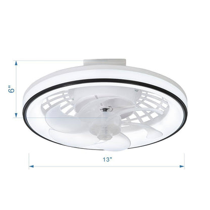 Breezary 13" Integrated LED White Fan Remote Light Socket Frosted Acrylic Shade