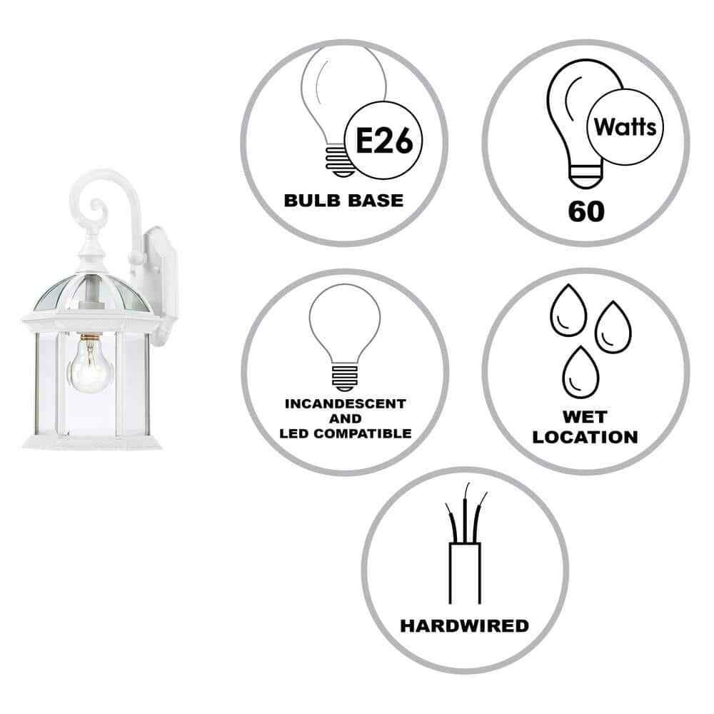 Bel Air Lighting Wentworth Small White Outdoor Wall Light Fixture w/ Clear Glass