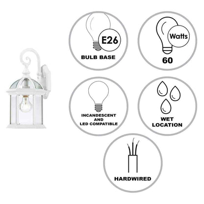 Bel Air Lighting Wentworth Small White Outdoor Wall Light Fixture w/ Clear Glass