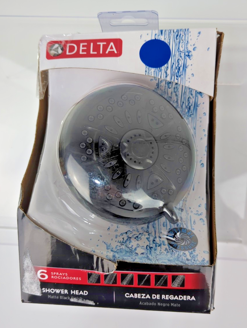Delta 6-Spray Patterns 1.75 GPM 4.38" Wall Mount Fixed Shower Head Matte Black