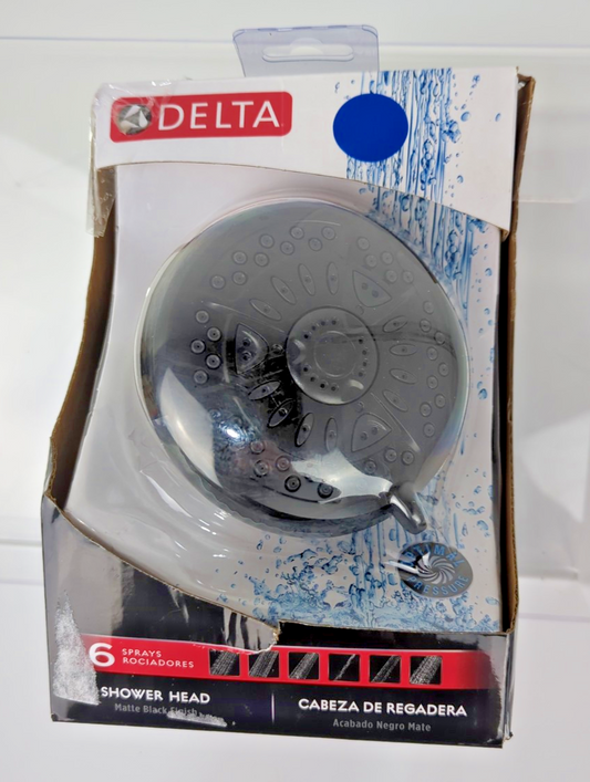 Delta 6-Spray Patterns 1.75 GPM 4.38" Wall Mount Fixed Shower Head Matte Black