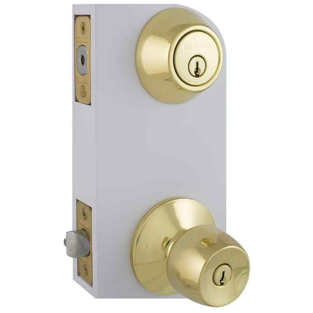 Defiant Brandywine Polished Brass Combo Pack with Double Cylinder Deadbolt