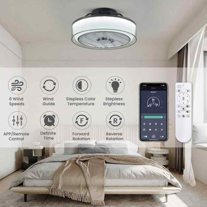 ANTOINE 16 in. Indoor Gray Low Profile Ceiling Fan w/ Dimmable Light & Remote