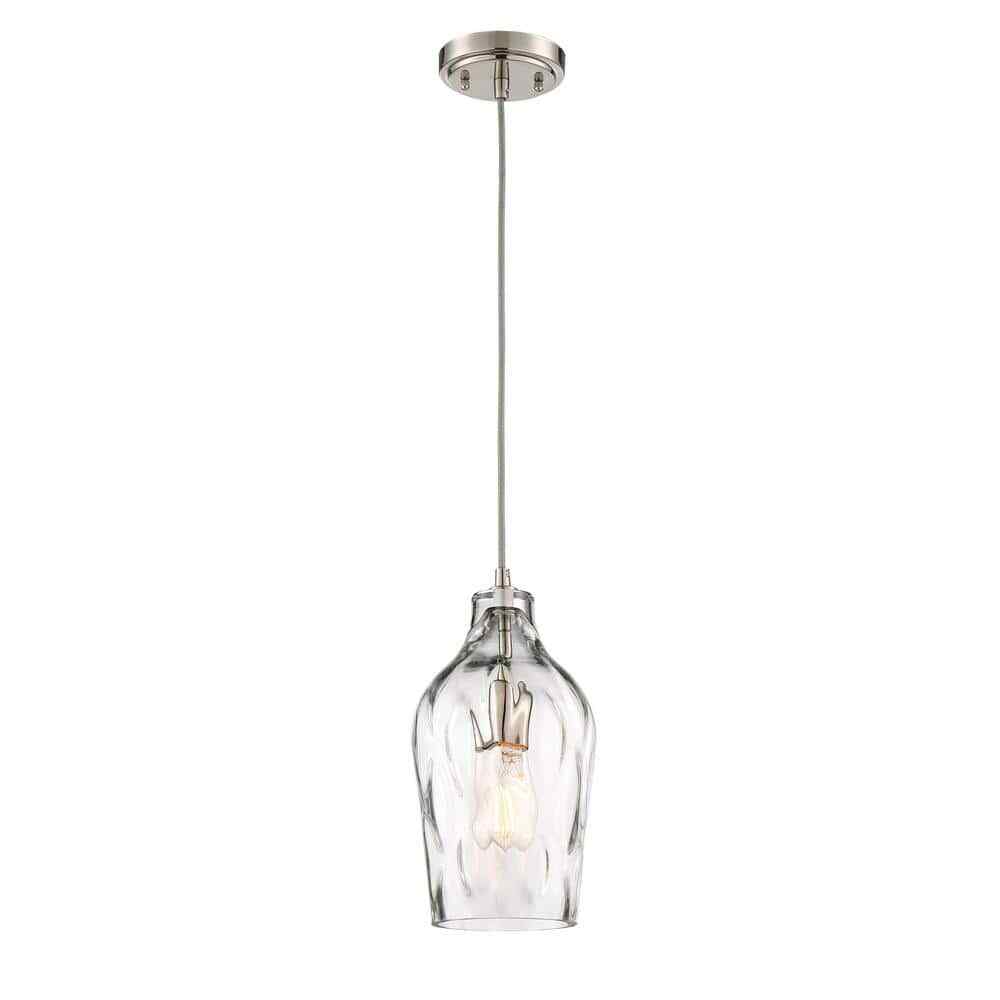 CRAFTMADE Pendant Brushed Nickel Island Mini Pendant w/ Hammered Glass No Bulb