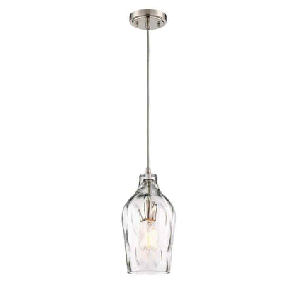 CRAFTMADE Pendant Brushed Nickel Island Mini Pendant w/ Hammered Glass No Bulb