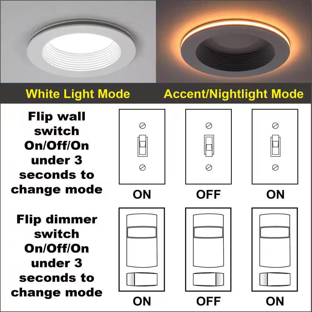 Commercial Electric 6" Selectable CCT LED Recessed Light Trim with Night Light